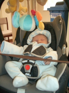 Toby in his car seat